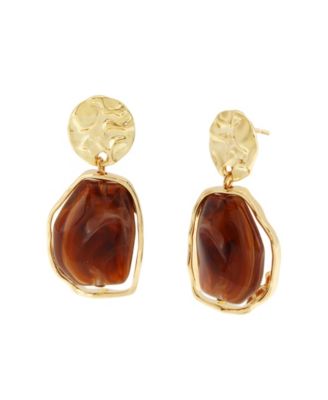 Brown Boho Stone Drop Earrings