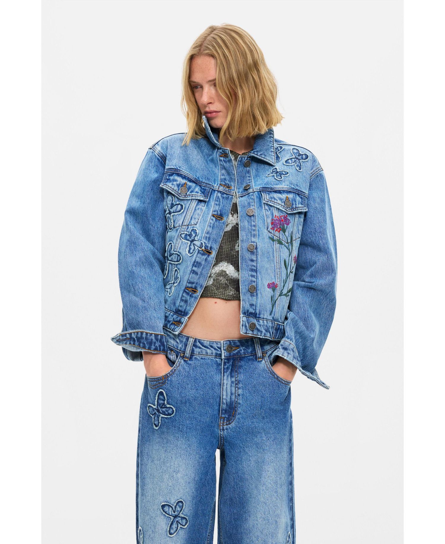Women's Wide-leg jeans with butterflies