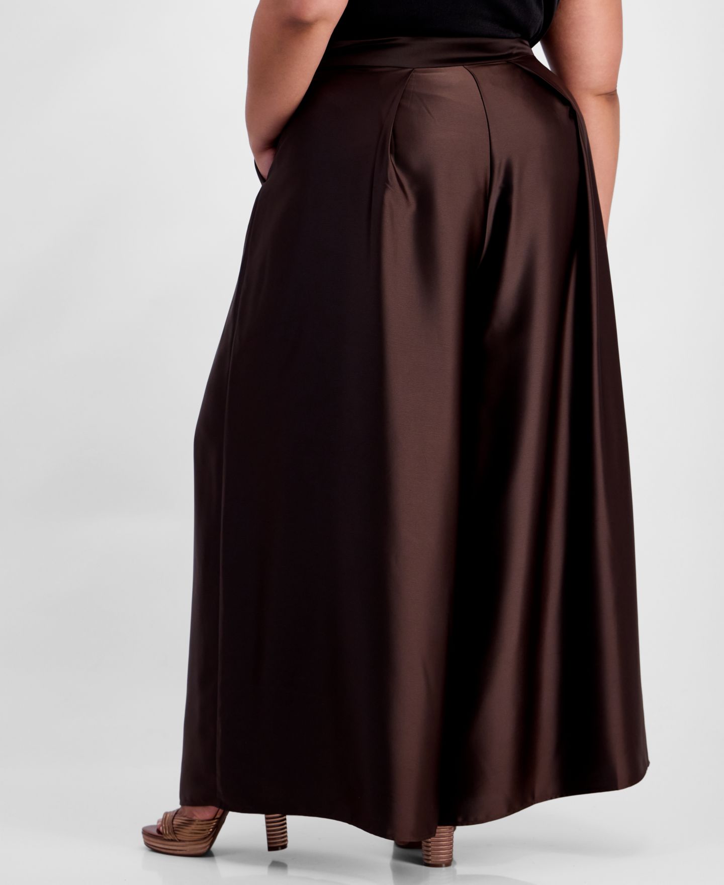 Женские брюки Muse Plus Size Pleated Wide-Leg, цвет: Коричневый — фото 3
