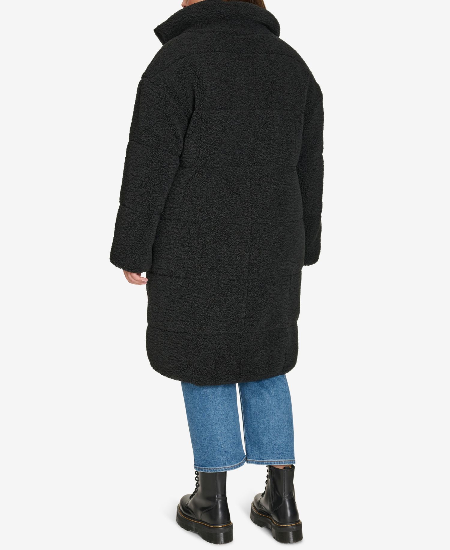 Plus Size Snap Closure Teddy Coat