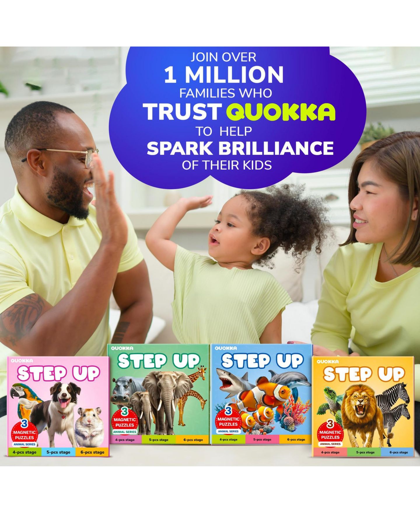 Детские игрушки Quokka Step Up Magnetic Puzzles for Toddlers 1-3, Animal Puzzle Set in One Book, Screen-Free Travel Games for Kids 3-5 and Preschoolers, цвет: Океанский — фото 6