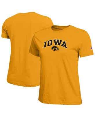 Women's Gold Iowa Hawkeyes Arched Over Logo T-Shirt