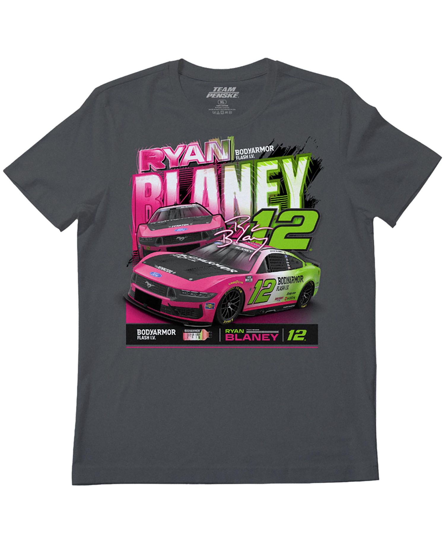 Men's Charcoal Ryan Blaney 12 Body Armor Flash IV T-Shirt