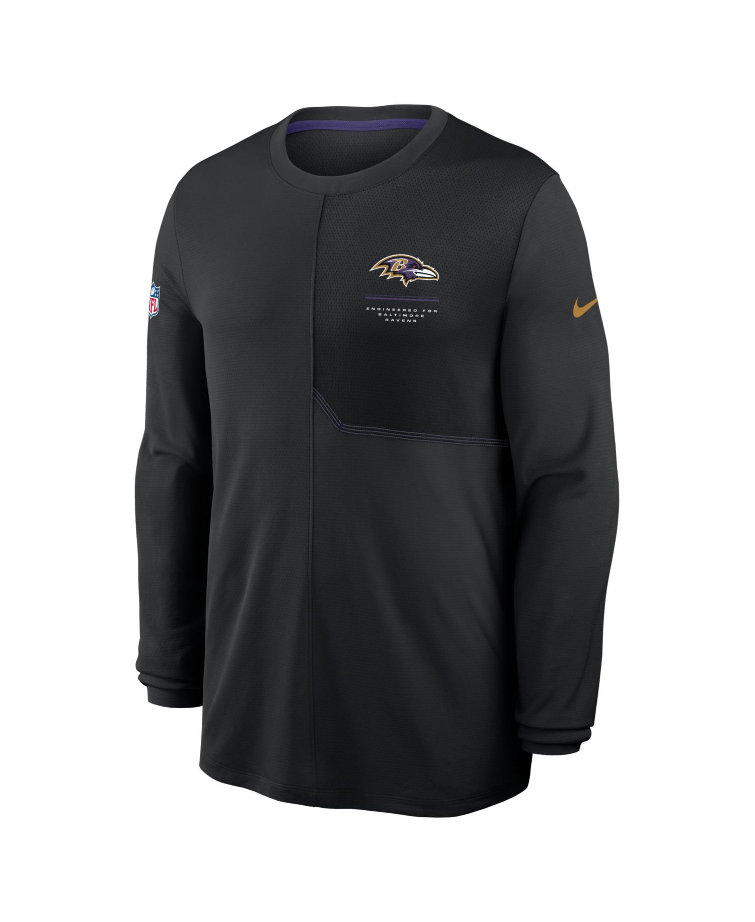 Men's Black Baltimore Ravens Sideline Coaches UV Dri-FIT Long Sleeve Shirt