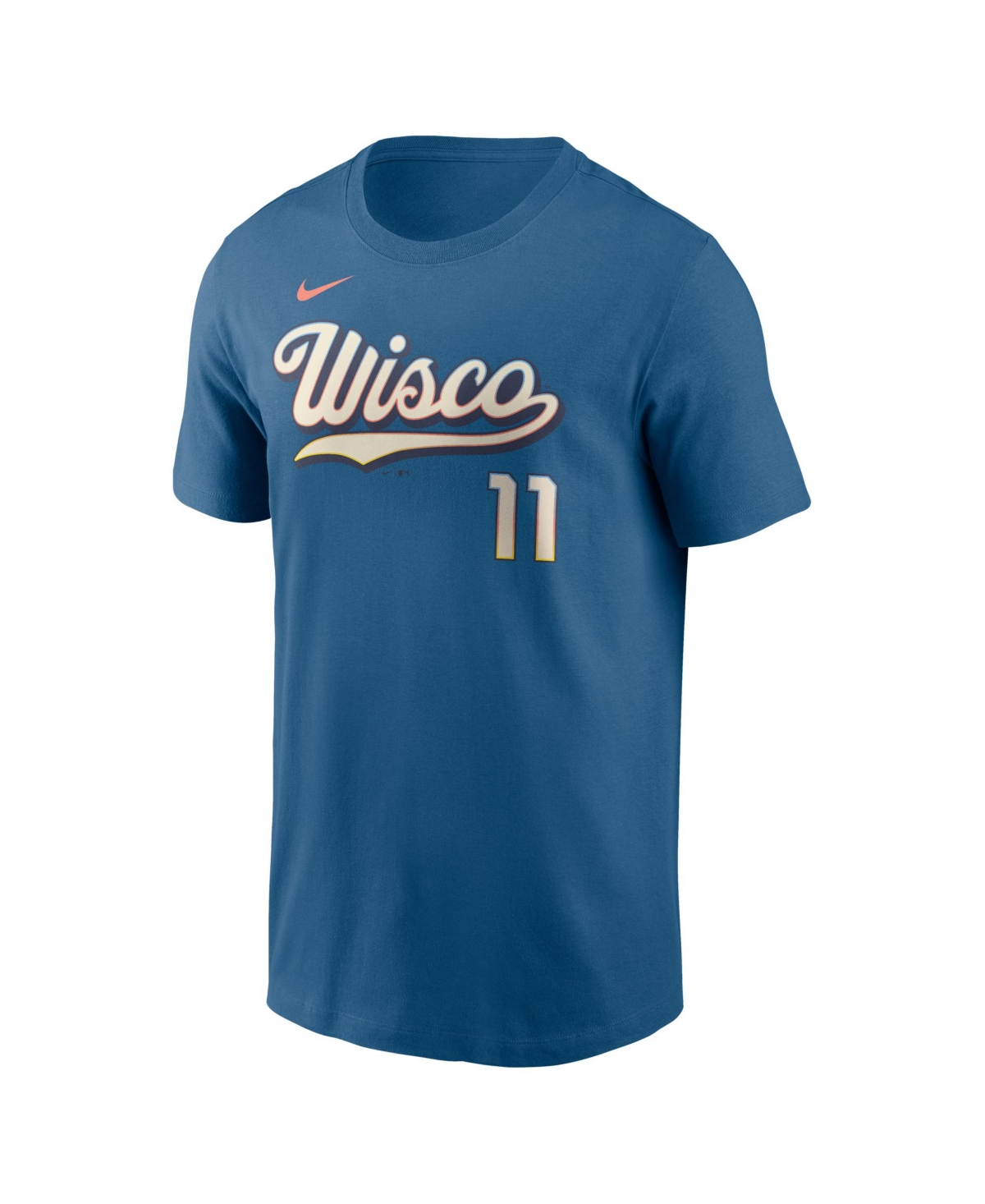Nike Men's Jackson Chourio Mineral Blue Milwaukee Brewers City Connect Name & Number T-Shirt