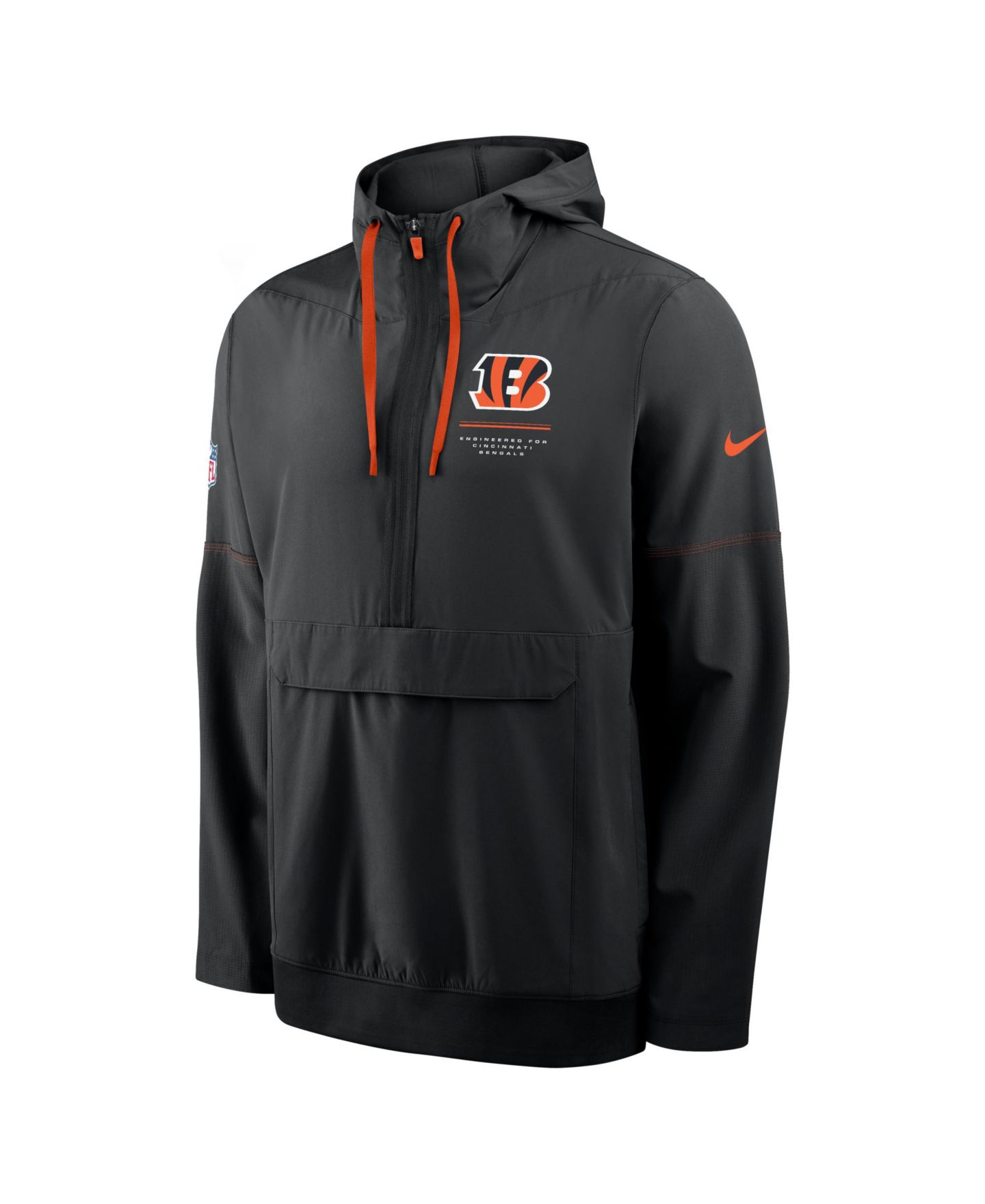 Мужская куртка Nike Black Cincinnati Bengals Sideline Anorak Half-Zip Hooded — фото 2