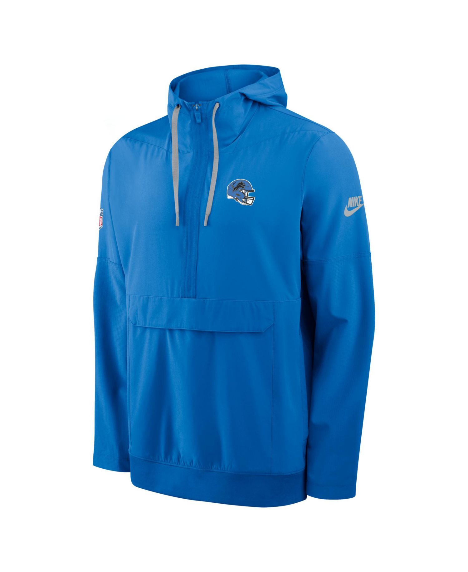 Men's Blue Detroit Lions Alt Anorak Half-Zip Hooded Jacket