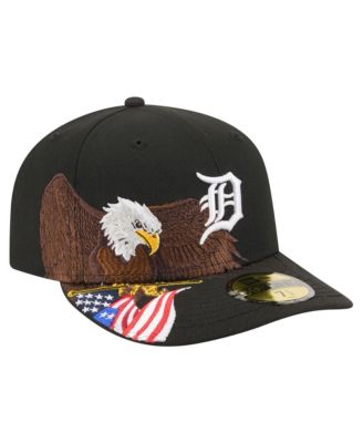 Men's Black Detroit Tigers Americana Bald Eagle Pre-Curved 59FIFTY Fitted Hat