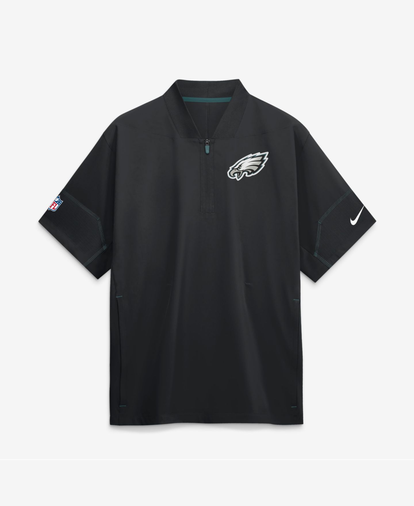 Мужская куртка Nike Black Philadelphia Eagles Sideline Short Sleeve Quarter-Zip Coaches — фото 1