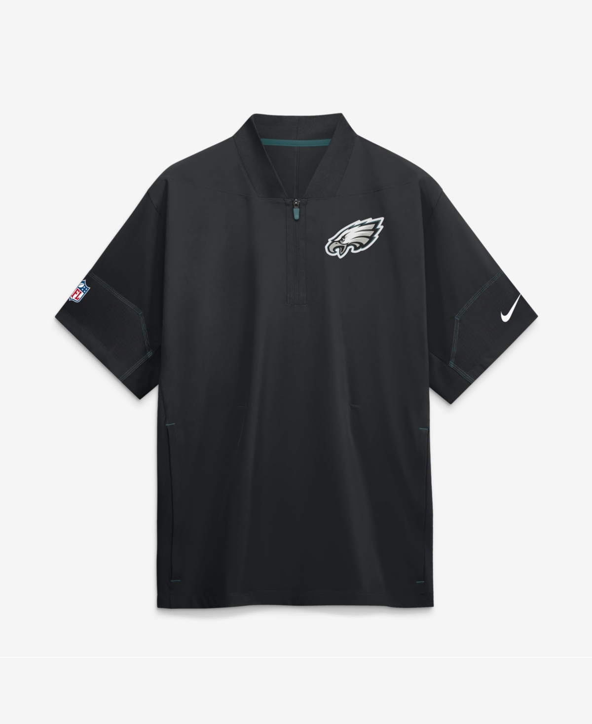 Nike Men's Black Philadelphia Eagles Sideline Short Sleeve Quarter-Zip Coaches Jacket
