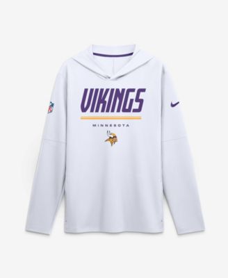 Men's White Minnesota Vikings Sideline Lightweight Long Sleeve Hooded Dri-FIT T-Shirt