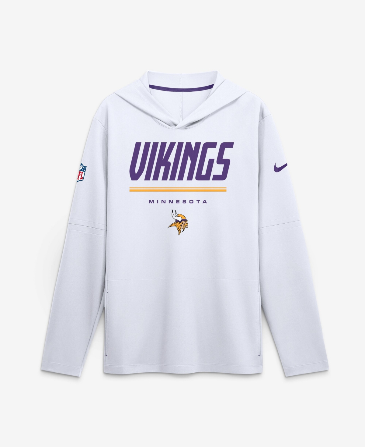 Nike Men's White Minnesota Vikings Sideline Lightweight Long Sleeve Hooded Dri-fit T-Shirt - White, Purple