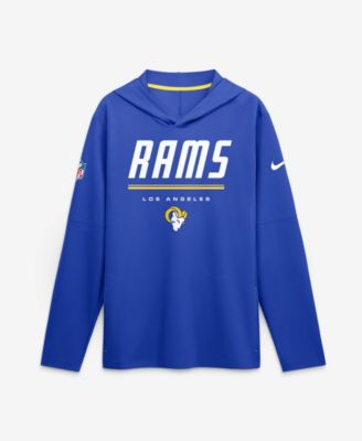 Men's Royal Los Angeles Rams Sideline Lightweight Long Sleeve Hooded Dri-FIT T-Shirt