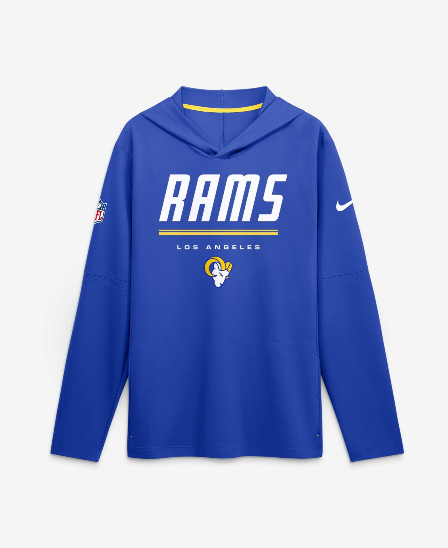 Men's Royal Los Angeles Rams Sideline Lightweight Long Sleeve Hooded Dri-FIT T-Shirt