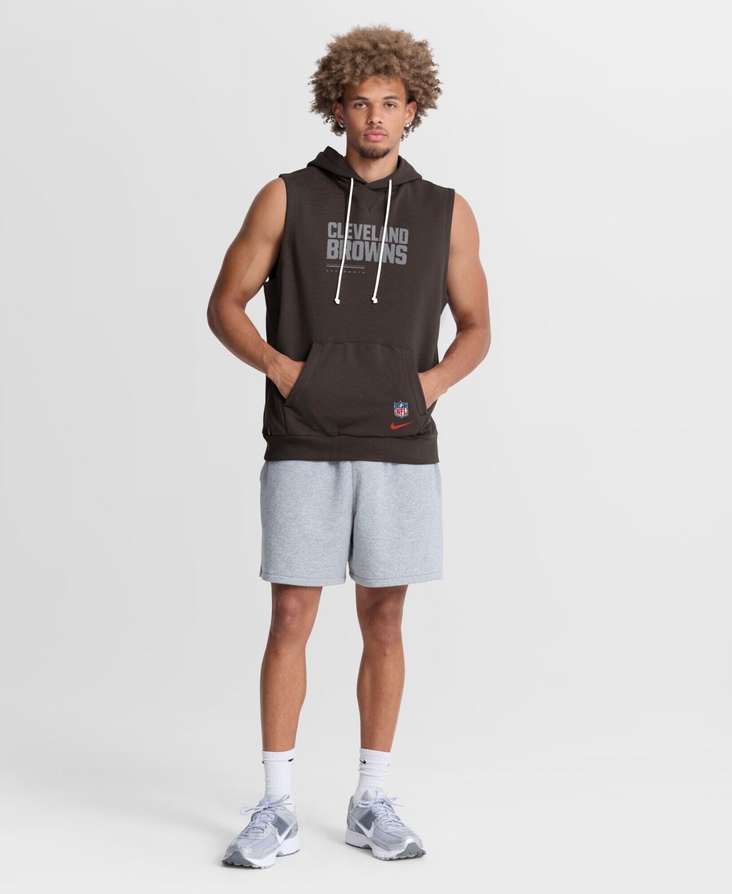 Men's Brown Cleveland Browns Sideline Standard Issue Dri-FIT Sleeveless Hoodie