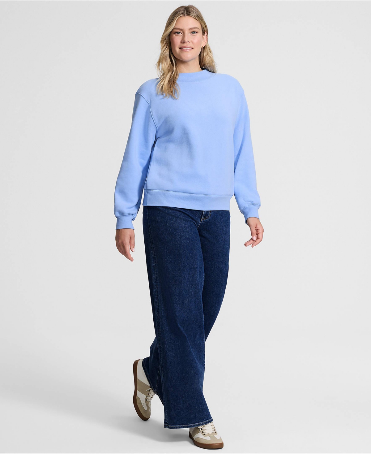 Lands' End Women's Long Sleeve Serious Sweats Mock Neck Sweatshirt