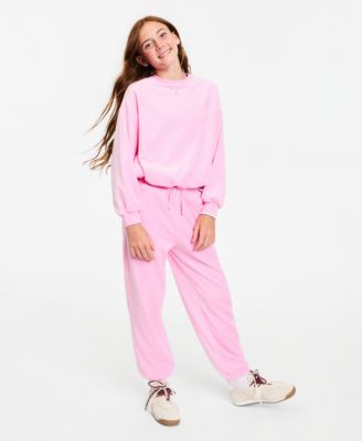 Girls' XS-XL Crewneck Velour Sweatshirt and Jogger Pants, 2-Piece Set