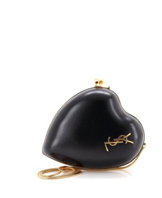 Small Love Heart Chain Box Clutch Leather