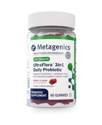 UltraFlora 3 in 1 Daily Probiotic and Postbiotic Gummies - Shelf-Stable for Adults and Kids - Supports Gut Health, Healthy Gut - 60 Gummies