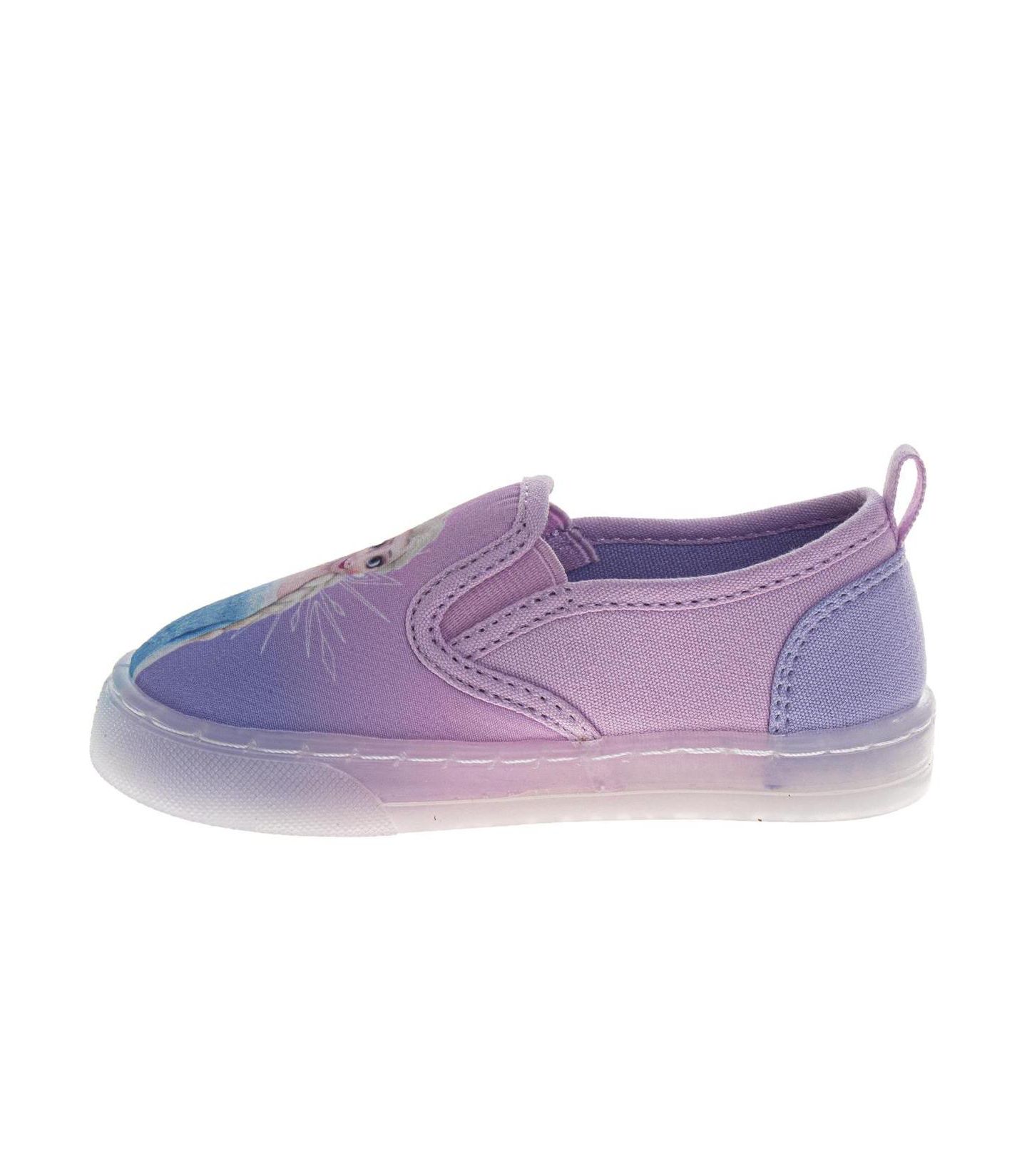 Детские кроссовки Disney Frozen Design Elsa and Anna Slip On Canvas Girls Easy Wear Style Glitter Everyday Comfort, цвет: Розовый сиреневый — фото 4