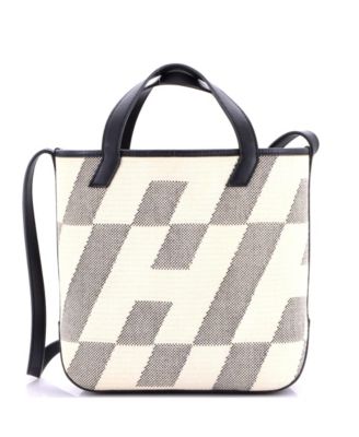 27 Cabas H en Biais Tote Canvas with Leather