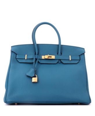 Birkin 35 Handbag Blue Togo with Gold Hardware