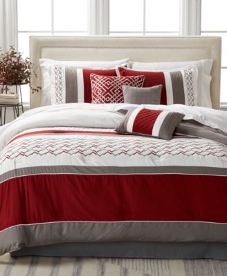 CLOSEOUT! Fletcher Red 7-Pc. Comforter Set, Created for Macy's
