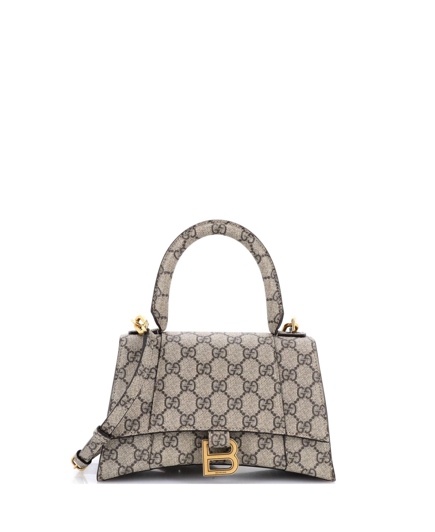 Small x Balenciaga The Hacker Project Hourglass Top Handle Bag GG Coated Canvas