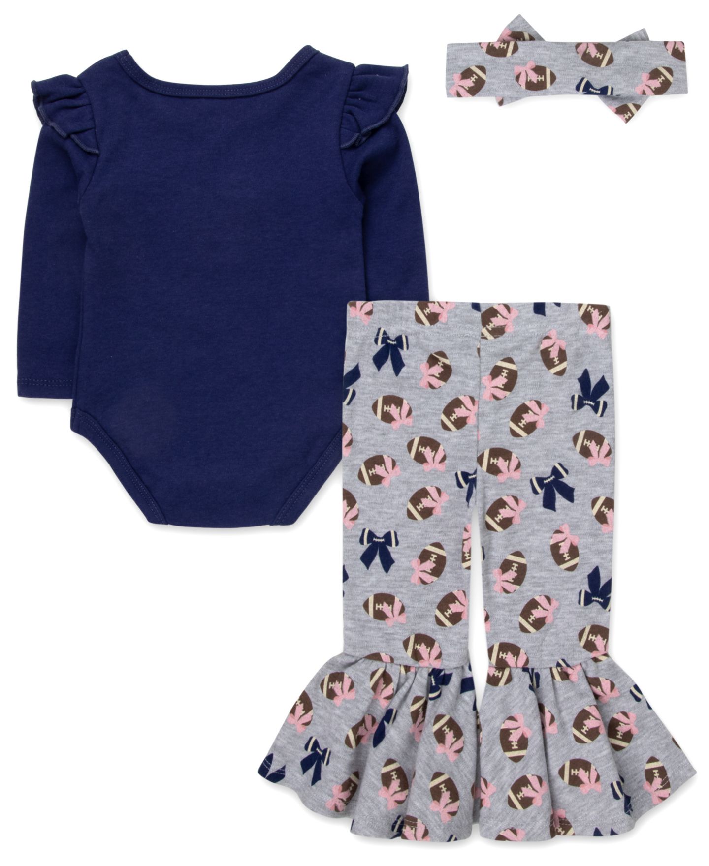Комплекты Baby Essentials Sunday Funday Bodysuit, Pants, and Headband, 3-Piece Set для девочек-малышей, цвет: Тёмно-синий — фото 2