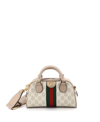 Mini Ophidia Convertible Boston Top Handle Bag GG Coated Canvas with Leather