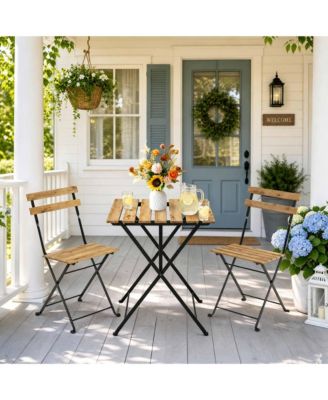 Bistro Table and Chairs Set of 2, 3-Pieces Patio Bistro Set, Folding Design, No Assembly Need, Outdoor/Indoor Outdoor Patio Furniture Set