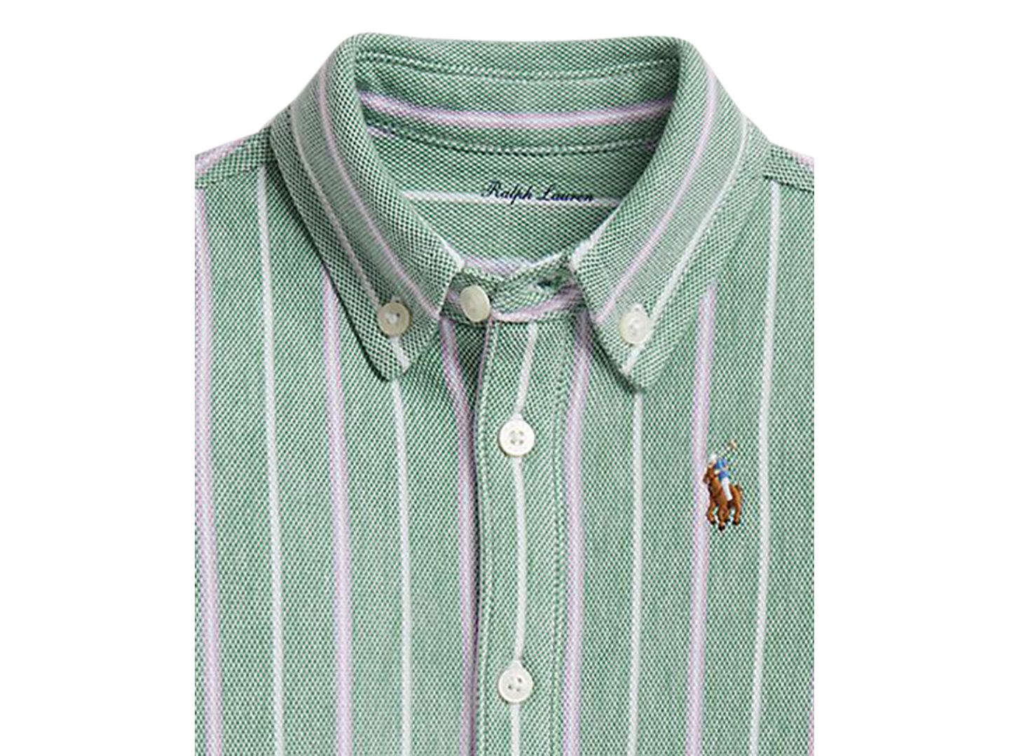 Детский комбинезон Polo Ralph Lauren из полосатого трикотажа оксфорд, для мальчика, цвет: Зелёный — фото 3
