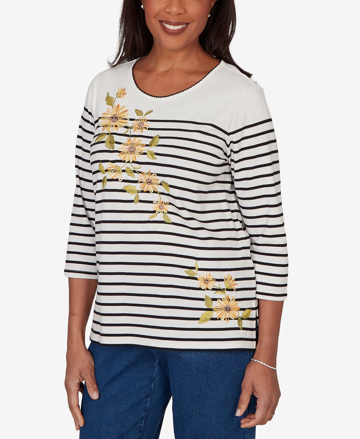 Petite Sunflower Stripe Knit Top