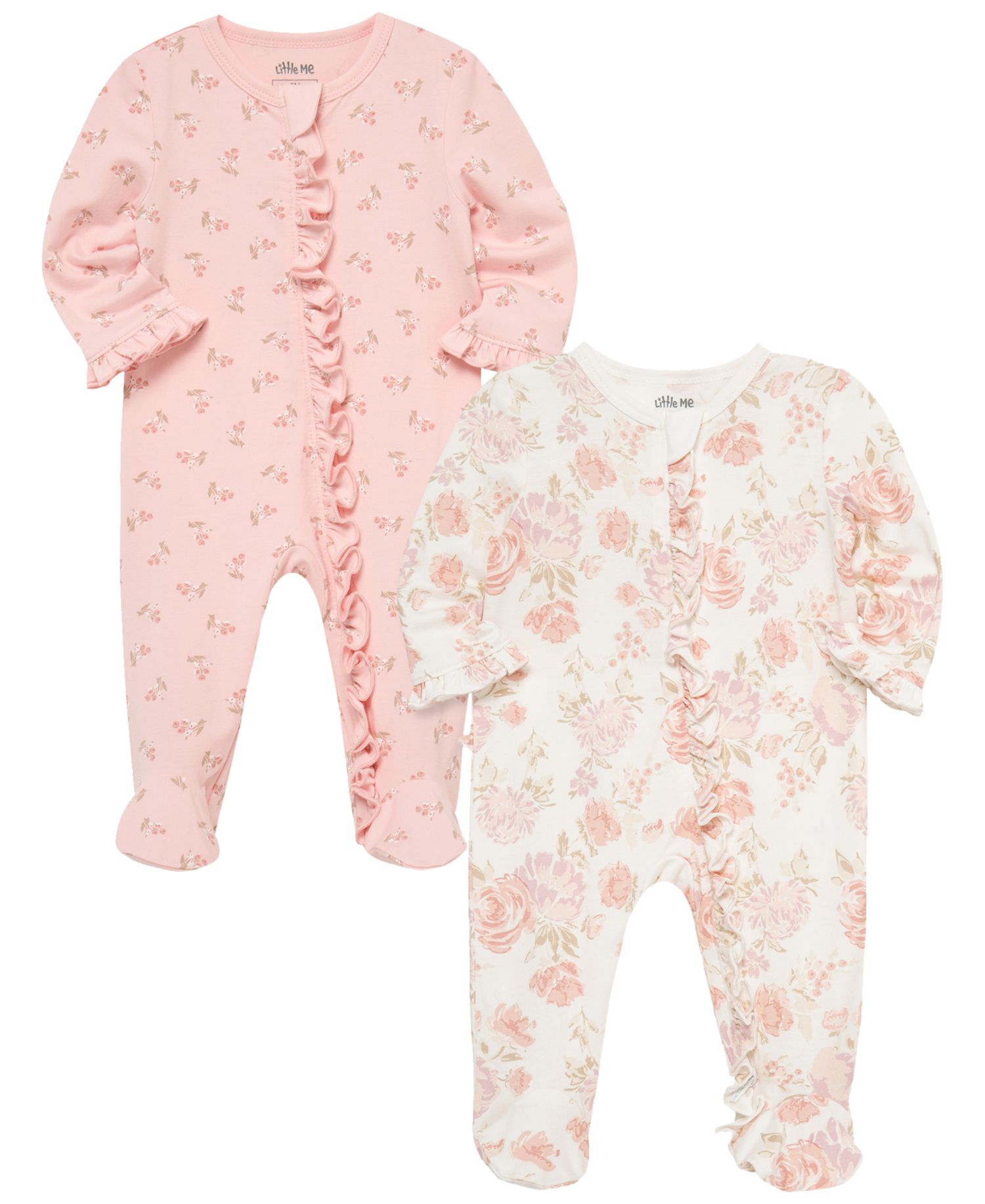 Baby Girls' Long-Sleeve Coverall, 2-Pack