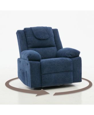 Oversized Massage Rocker Recliner for Adults, 360 degrees) Swivel Rocker Recliner with Vibration Massage and Heating, Side Pocket