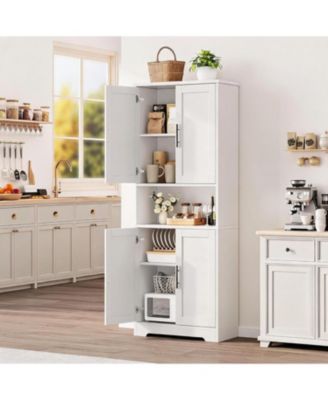 70" Tall Kitchen Pantry Cabinet with Doors and Adjustable Shelves Freestanding Storage Cupboard for Living Room Dining Room Bathroom