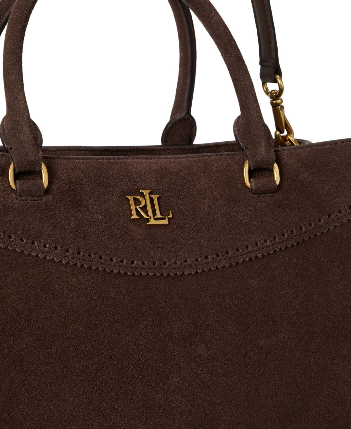 Женская сумка Lauren Ralph Lauren Marcy Suede Large Satchel, цвет: Каштановый коричневый — фото 6