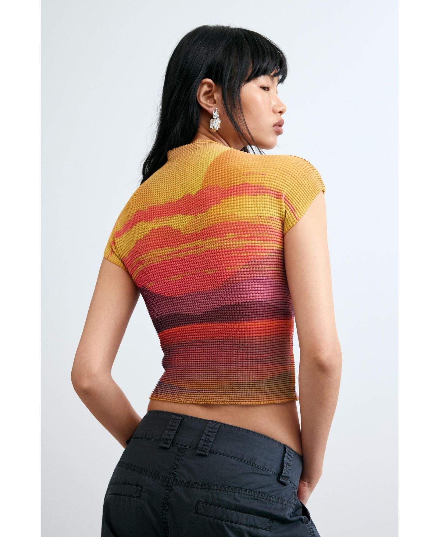 Женская блузка Desigual Short-Sleeved High Neck, цвет: Разноцветный — фото 4