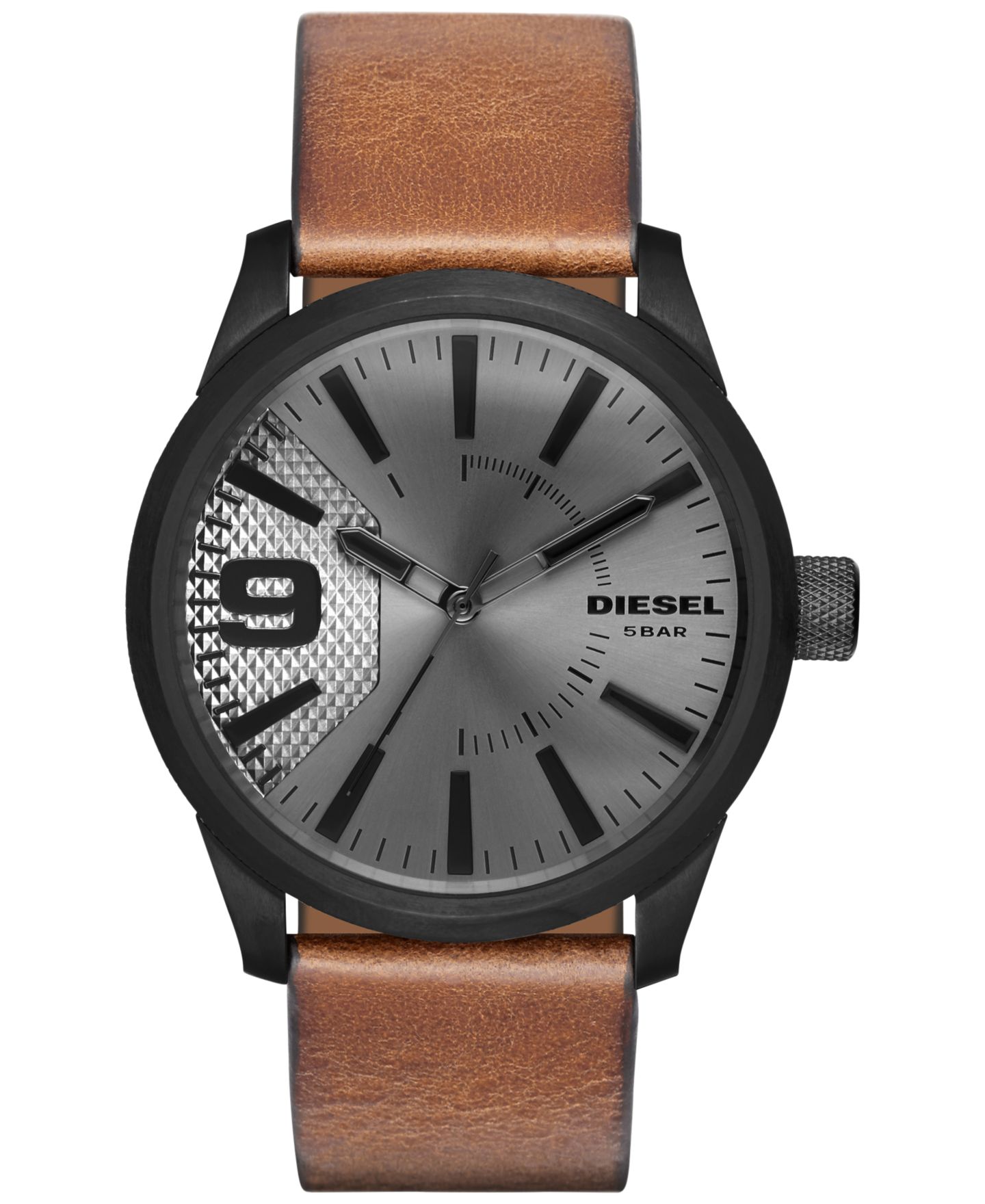Мужские часы Diesel Rasp Light Brown Leather Strap Watch 46x53mm DZ1764 — фото 1
