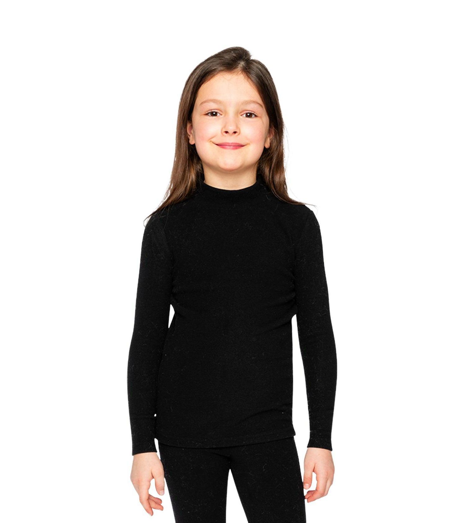 Big Girls 6-14 Brushed Rib Mock Neck Top