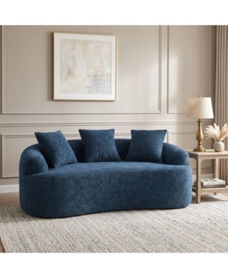 Curved Loveseat No-Assembly Chenille Sofa for Small Spaces