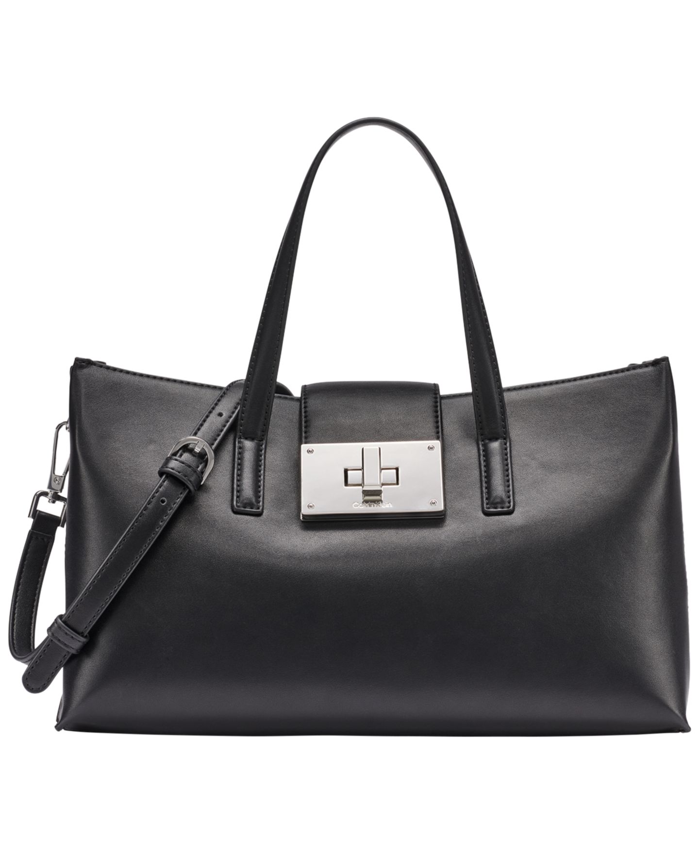 Женская сумка Calvin Klein Saige Medium Satchel Handbag, цвет: Чёрный / Серебряный — фото 1
