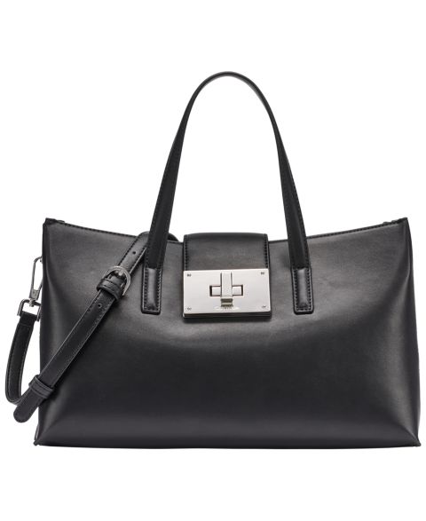 Женская сумка Calvin Klein Saige Medium Satchel Handbag, цвет: Чёрный / Серебряный