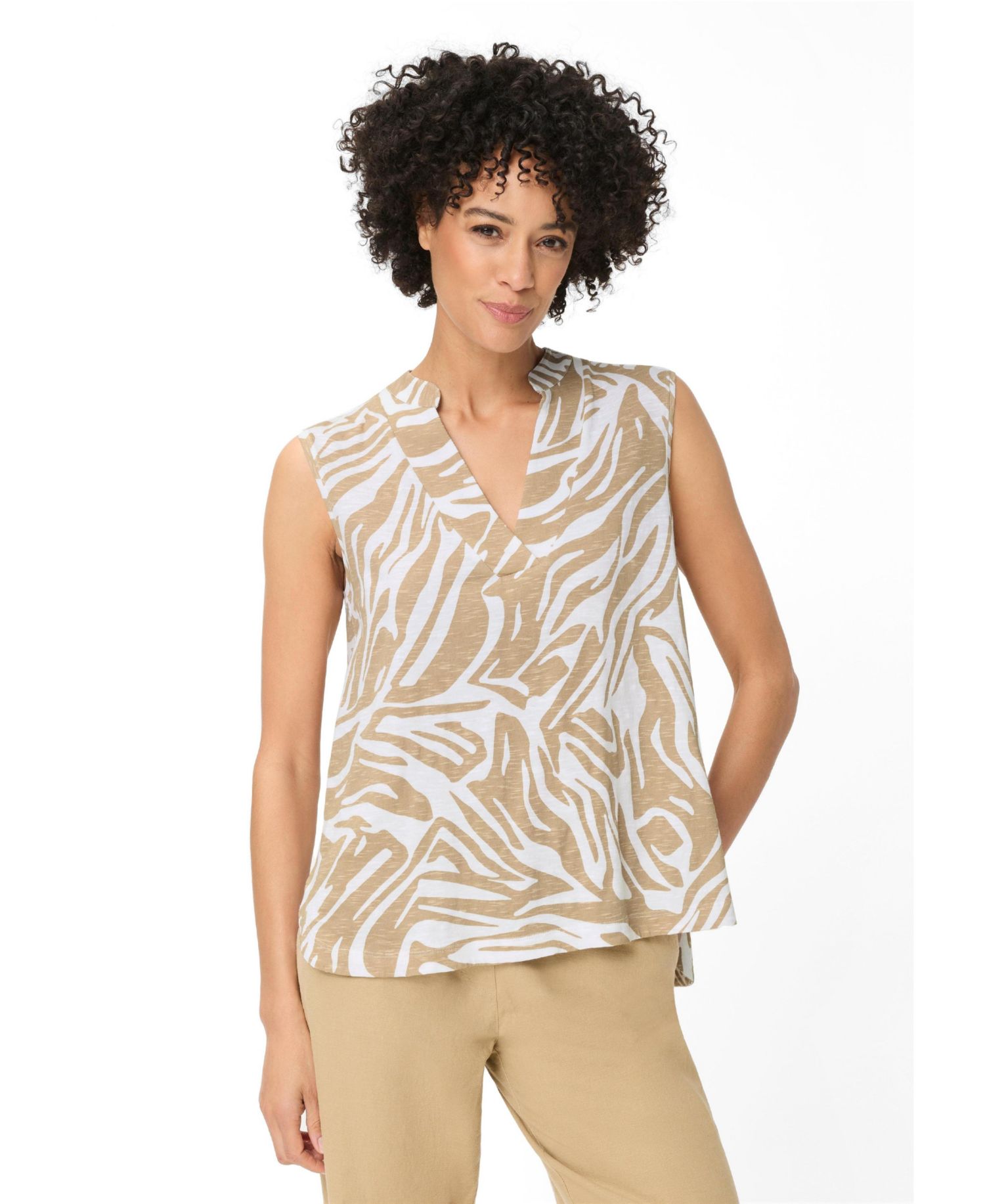 Women's Sleeveless Neo Zebra V-Neck Shell