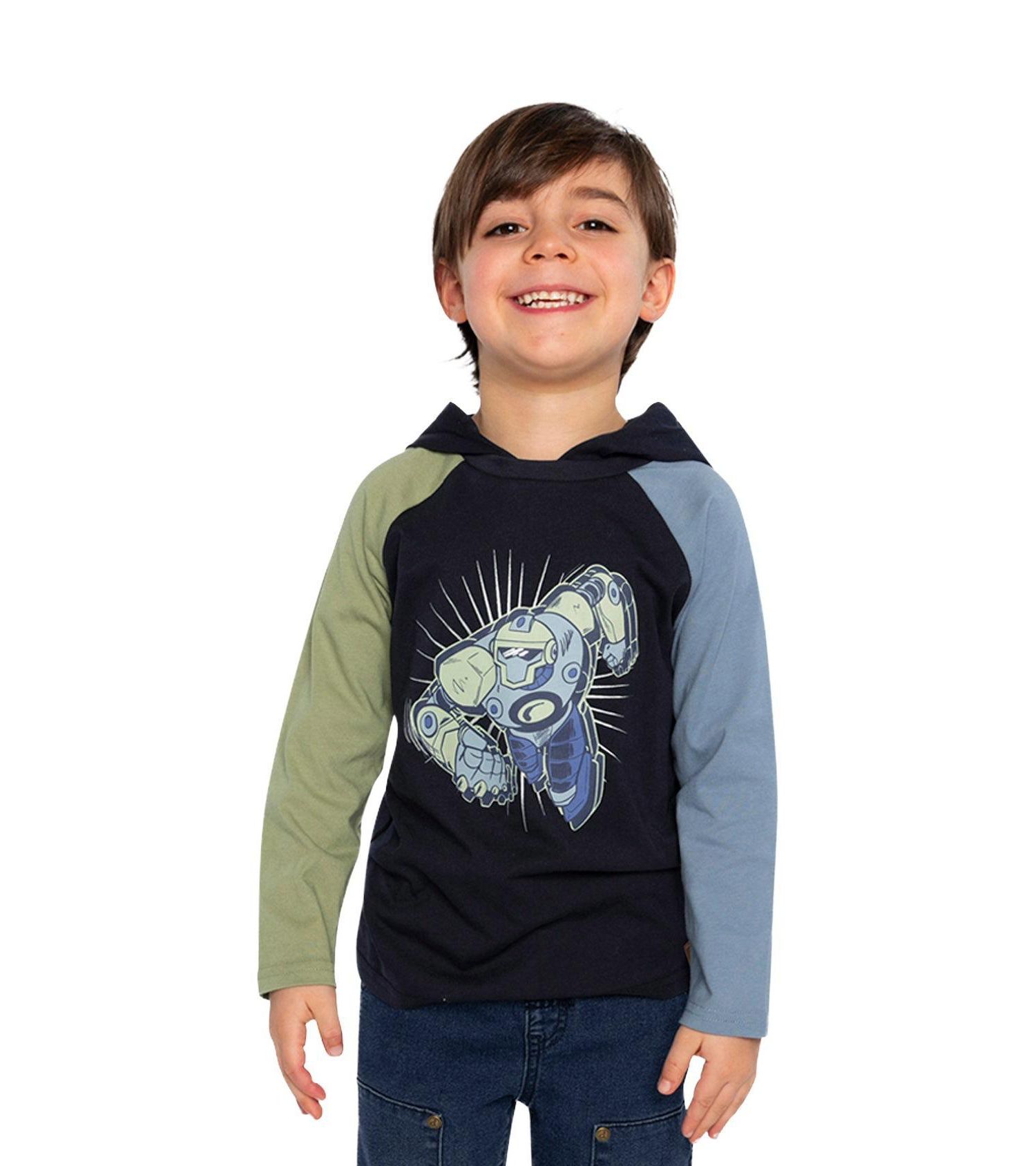 Little Boys 6- 12 Raglan Hooded T-Shirt