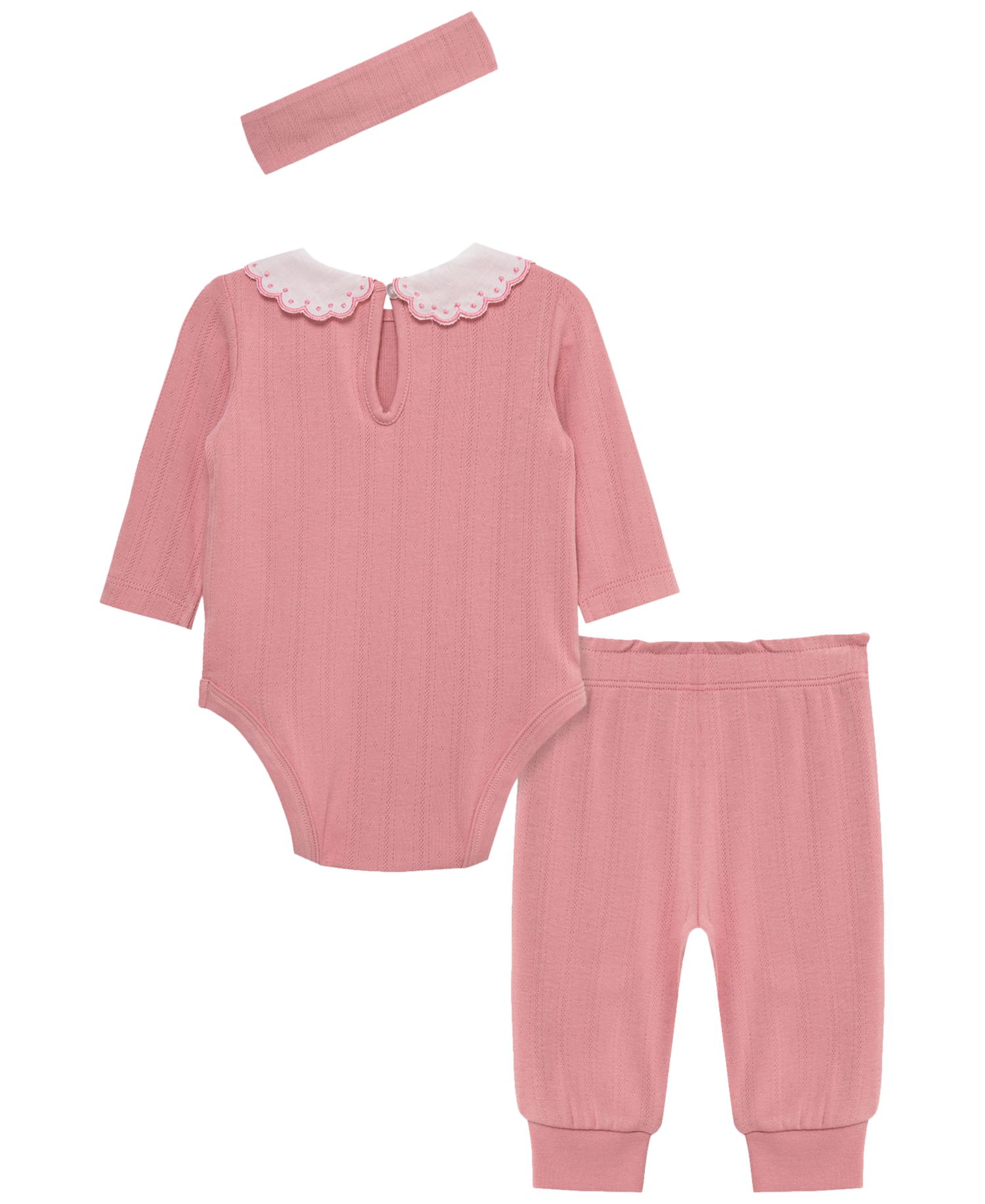Baby Girls' Rose Long-Sleeve Bodysuit, Pants and Headband, 3-Piece Set