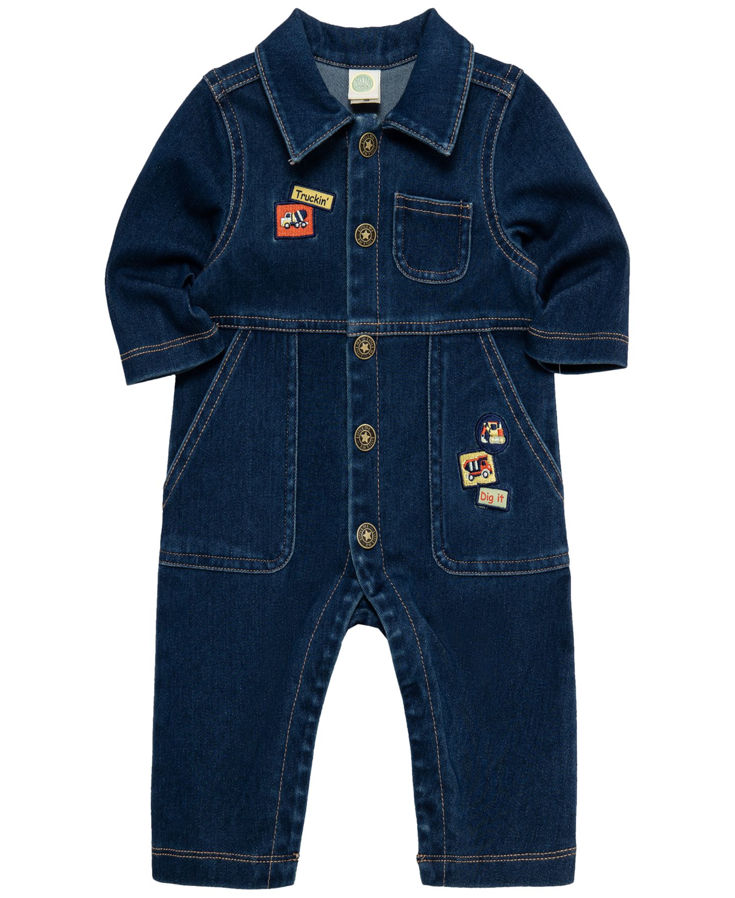 Baby Boys' Construction Denim Long-Sleeeve Coverall