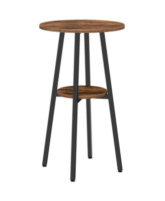 2-Tier Round Bar Table with Storage Shelf for Compact Living Spaces
