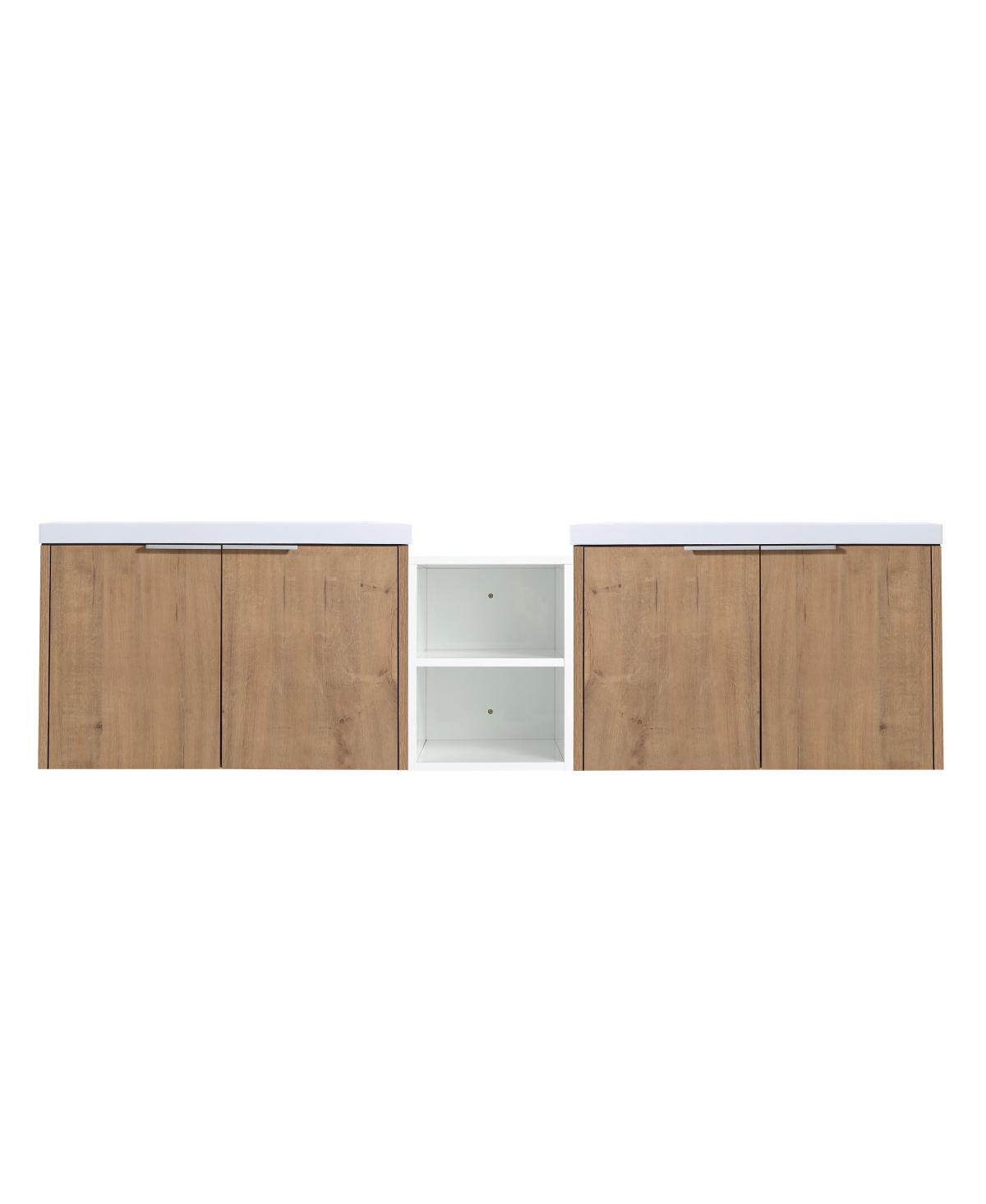 Sillysis Inch Wall Mounted Double Bathroom Vanity with Resin Sinks