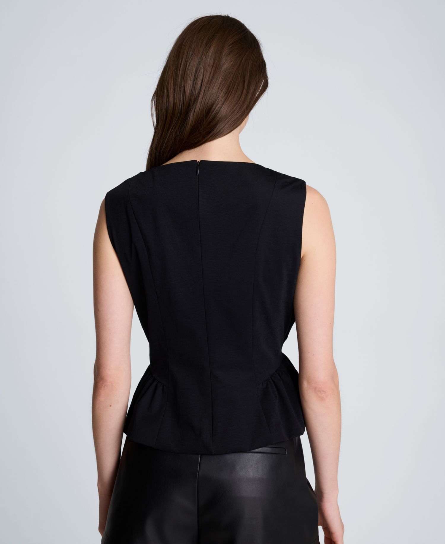 Women's Pleated Sleeveless Cowl Neck Peplum Top